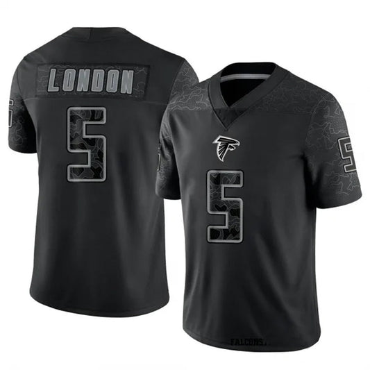 A.Falcons #5 Drake London Player Black RFLCTV Limited Football Jerseys