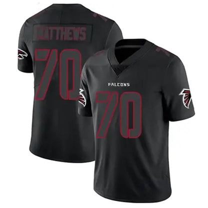A.Falcons #70 Jake Matthews Player Black Limited Elite Game Football Jerseys
