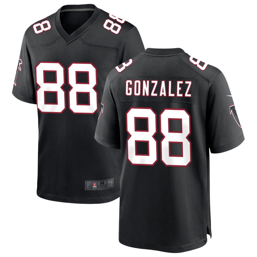 A.Falcons #88 Tony Gonzalez Player Home Game Black Football Jerseys