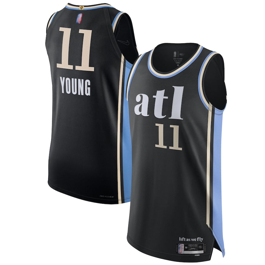 A.Hawks #11 Trae Young Player Black City Edition Basketball Jerseys