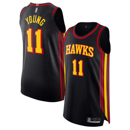 A.Hawks #11 Trae Young Player Black Statement Edition Basketball Jerseys