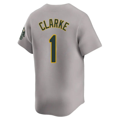 Athletics #1 Denzel Clarke Player Gray Limited Home Baseball Jerseys