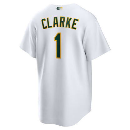 Athletics #1 Denzel Clarke Player White Game Baseball Jerseys