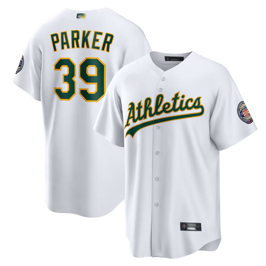 Athletics #39 Dave Parker Player White Replica Game Baseball Jerseys