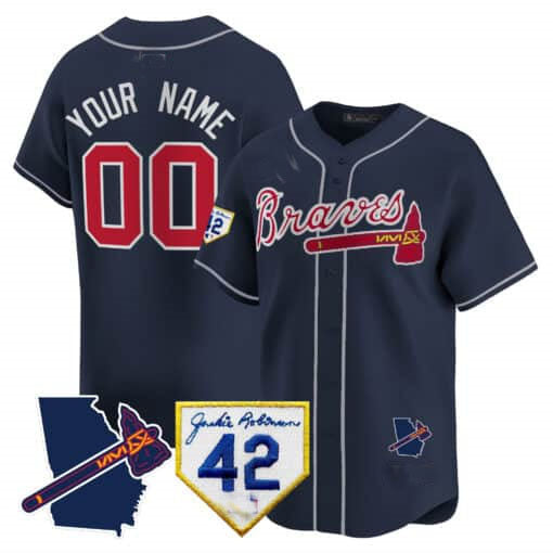 Custom A.Braves Robinson & Georgia Patch Vapor Premier Limited ¨CStitched Baseball Jerseys