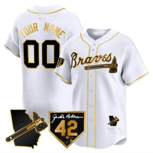 Custom A.Braves Robinson & Georgia Patch Vapor Premier Limited ¨CStitched Baseball Jerseys