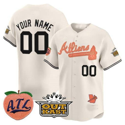 Custom A.Braves Atliens & Peach Vapor Premier Limited ¨C All Stitched Baseball Jerseys