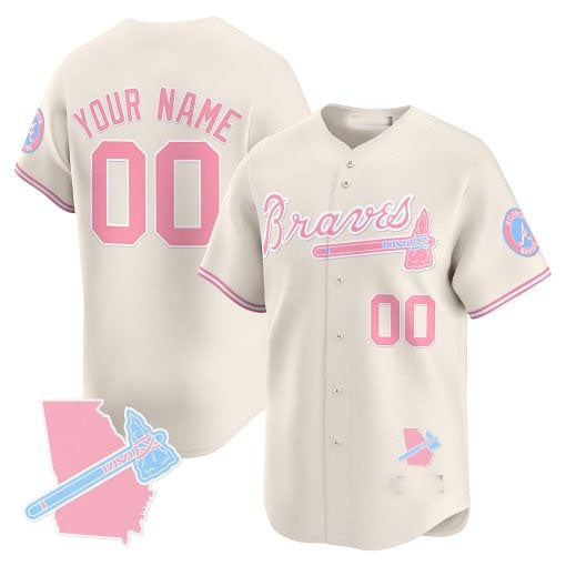 Custom A.Braves Bubblegum Pink Vapor Premier Limited Jersey¨C All Stitched Baseball Jerseys