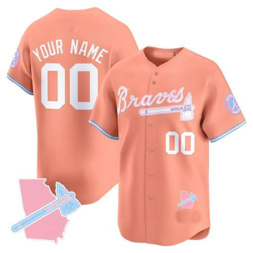 Custom A.Braves Bubblegum Pink Vapor Premier Limited Jersey¨C All Stitched Baseball Jerseys