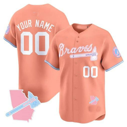 Custom A.Braves Bubblegum Pink Vapor Premier Limited Jersey¨C All Stitched Baseball Jerseys