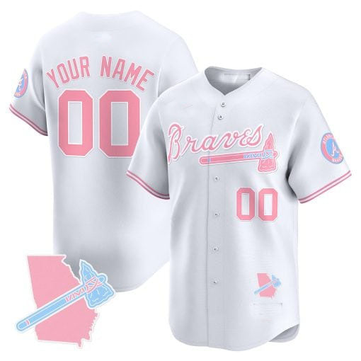 Custom A.Braves Bubblegum Pink Vapor Premier Limited Jersey¨C All Stitched Baseball Jerseys