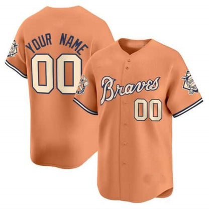 Custom A.Braves Peaches n¡¯ Cream Vapor Premier Limited ¨C All Stitched Baseball Jerseys