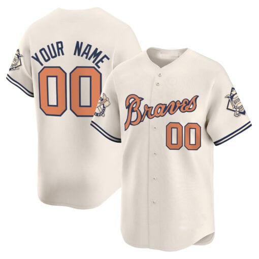 Custom A.Braves Peaches n¡¯ Cream Vapor Premier Limited ¨C All Stitched Baseball Jerseys