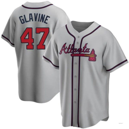 #47 Tom Glavine Player A.Braves Gray Game Stitches Baseball Jerseys