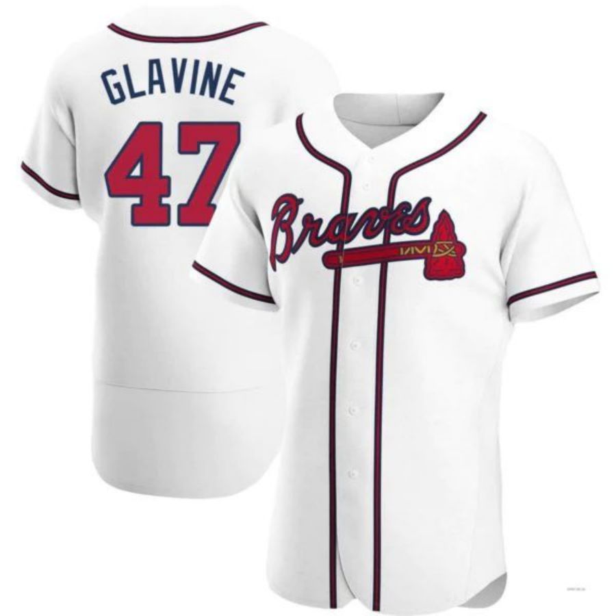 #47 Tom Glavine Player A.Braves White Home Elite Stitches Baseball Jerseys