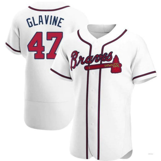 #47 Tom Glavine Player A.Braves White Home Elite Stitches Baseball Jerseys