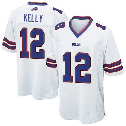 B.Bills #12 Jim Kelly Player White Game Replica Football Jerseys