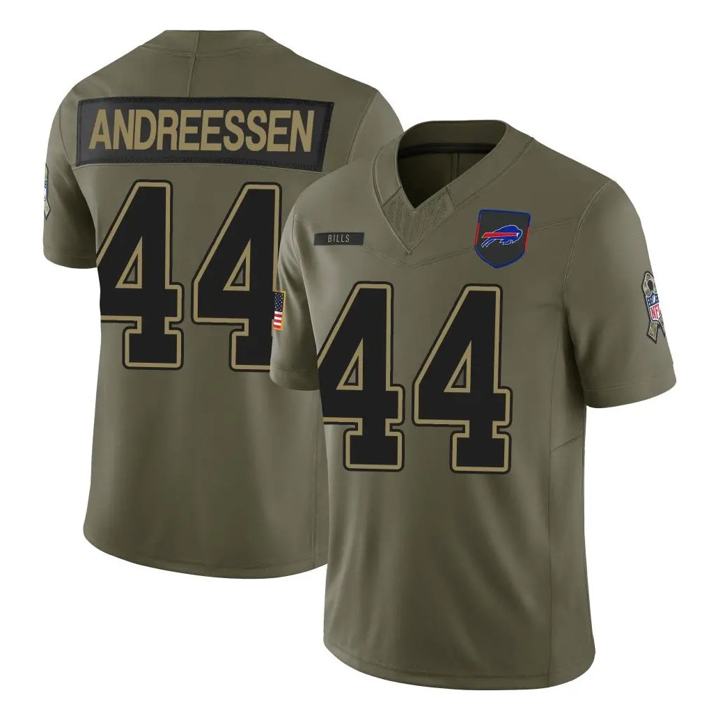B.Bills #44 Joe Andreessen Player Salute to Service Vapor F.U.S.E. Limited Football Jerseys