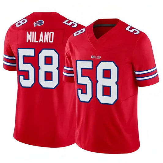 B.Bills #58 Matt Milano Player Vapor F.U.S.E. Limited Red Football Jerseys