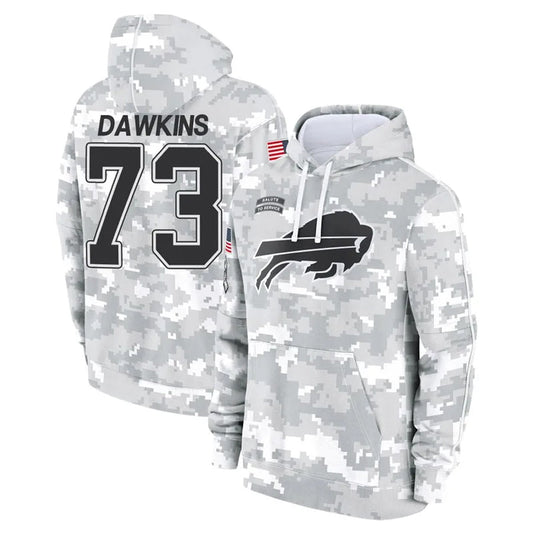 B.Bills #73 Dion Dawkins Player Salute to Service Hoodies Football Jerseys