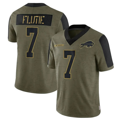 B.Bills #7 Doug Flutie Player Salute To Service Legend Limited Game Football Jerseys