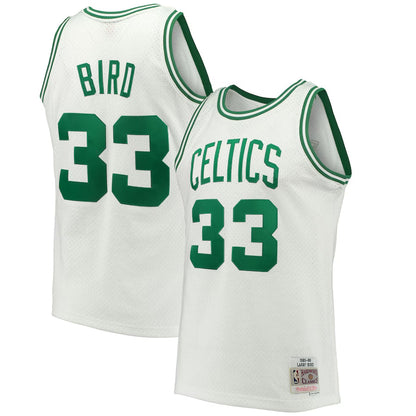 B.Celtics #33 Larry Bird Player Mitchell & Ness Kelly White Hardwood Classics Swingman Basketball Jerseys