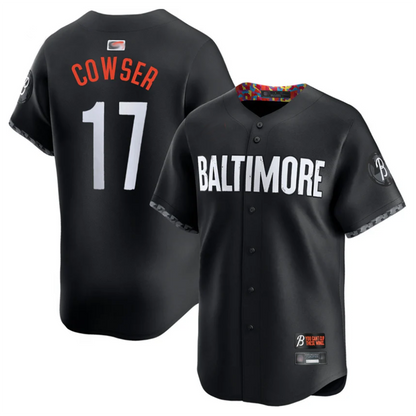 B.Orioles #17 Colton Cowser Player Black City Connect Replica Baseball Jerseys