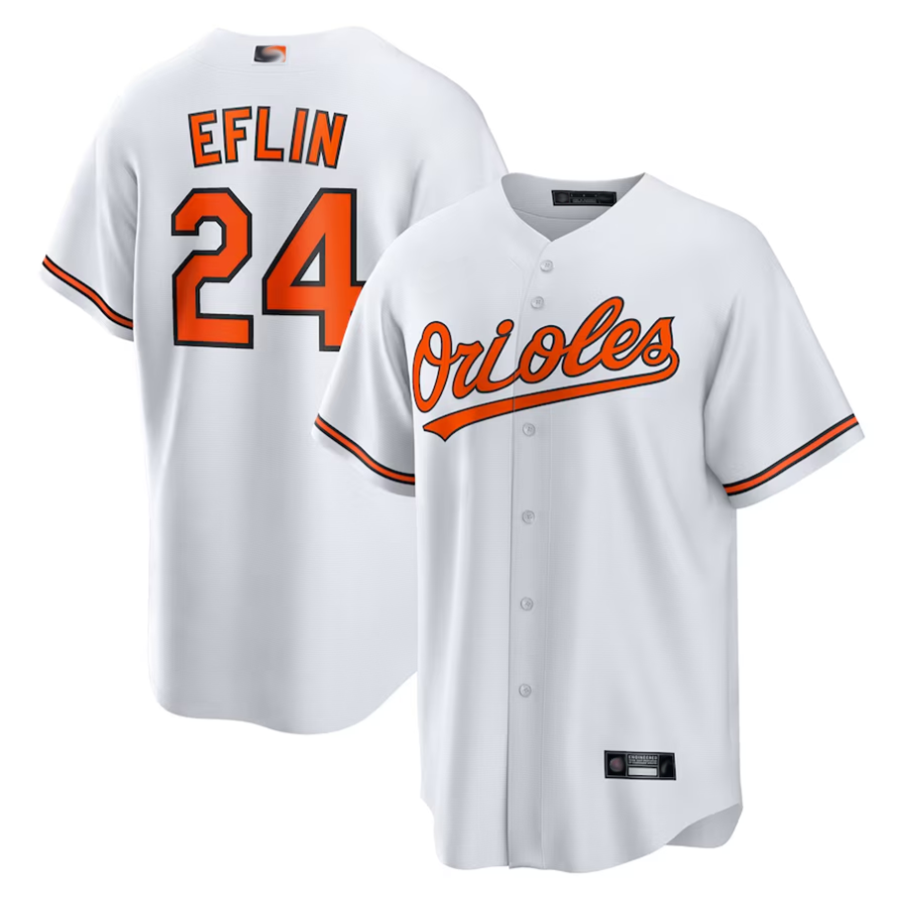 B.Orioles #24 Zach Eflin Player White Home Replica Baseball Jerseys