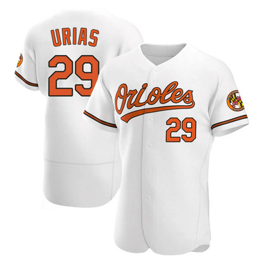 B.Orioles #29 Ram¨®n Ur¨ªas Player White Home Replica Elite Baseball Jerseys