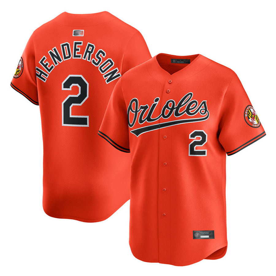 B.Orioles #2 Gunnar Henderson Player Orange Limited Home Game Baseball Jerseys