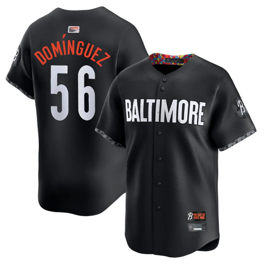 B.Orioles #56 Seranthony Dominguez Player City Connect Replica Black Baseball Jerseys