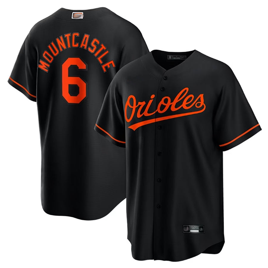 B.Orioles #6 Ryan Mountcastle Player Black Replica Alt Game Baseball Jerseys