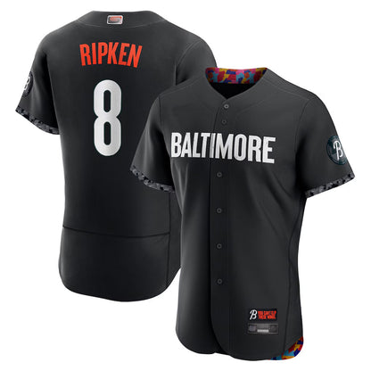 B.Orioles #8 Cal Ripken Jr. Player Replica Black City Connect Limited Elite Baseball Jerseys