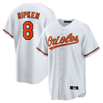B.Orioles #8 Cal Ripken Jr. White Throwback Game Player Jersey American Stitched Baseball Jerseys