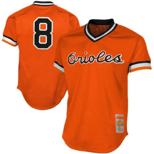 B.Orioles #8 Cal Ripken Jr Player Mitchell & Ness Orange 1988 Authentic Cooperstown Collection Mesh Batting Practice Jersey Baseball Jerseys
