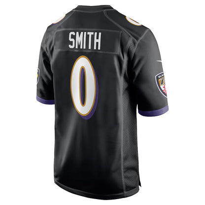 B.Ravens #0 Roquan Smith Player Black Game Home Football Jerseys