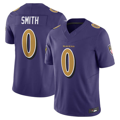 B.Ravens #0 Roquan Smith Player Purple Vapor F.U.S.E. Limited Football Jerseys