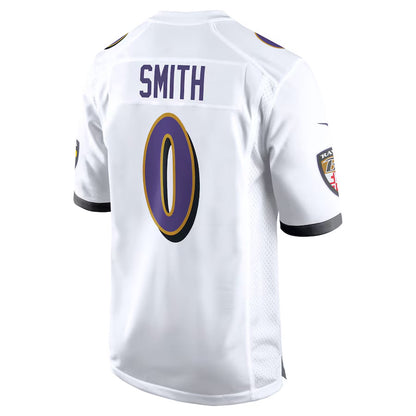 B.Ravens #0 Roquan Smith Player White Game Home Football Jerseys