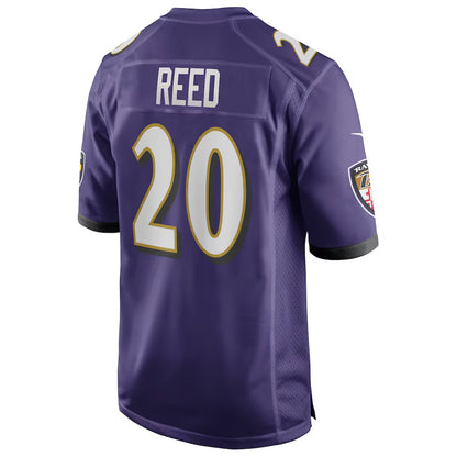 B.Ravens #20 Ed Reed Player Purple Game Home Football Jerseys