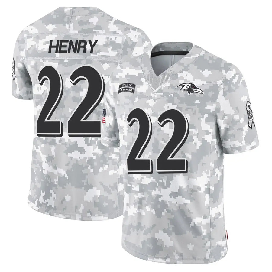 B.Ravens #22 Derrick Henry Player Arctic Camo Salute to Service Limited Football Jerseys