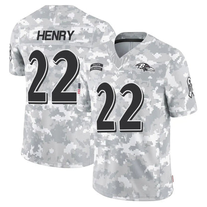 B.Ravens #22 Derrick Henry Player Arctic Camo Salute to Service Limited Football Jerseys