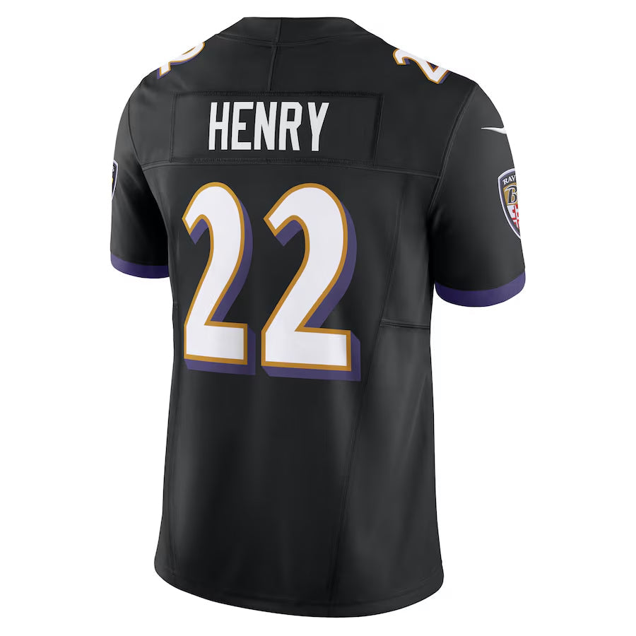 B.Ravens #22 Derrick Henry Player Vapor F.U.S.E. Limited Black Football Jerseys