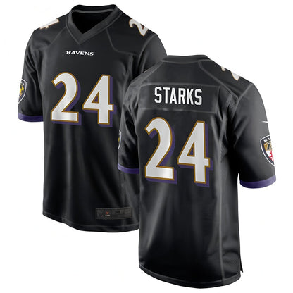 B.Ravens #24 Malaki Starks Player Black Game Home Football Jerseys