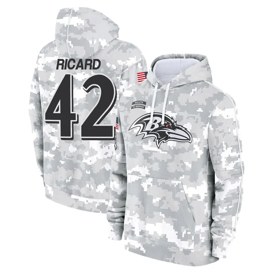 B.Ravens #42 Patrick Ricard Player Arctic Camo Salute To Service Football Jerseys