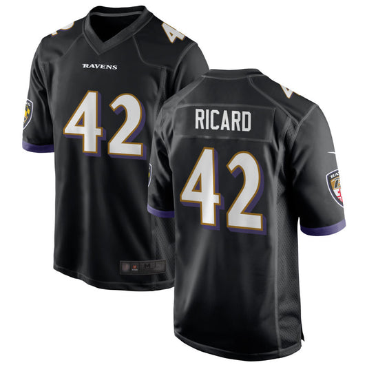 B.Ravens #42 Patrick Ricard Player Black Home Game Football Jerseys