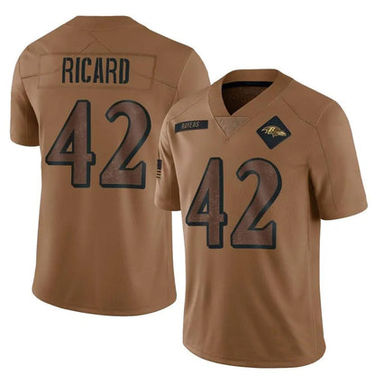 B.Ravens #42 Patrick Ricard Player Brown Salute To Service Limited Football Jerseys
