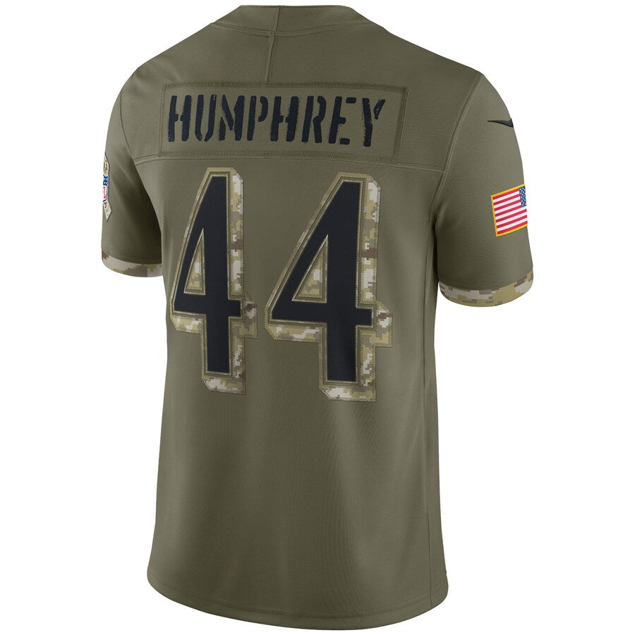 B.Ravens #44 Marlon Humphrey Player Olive Salute To Service Limited Football Jerseys