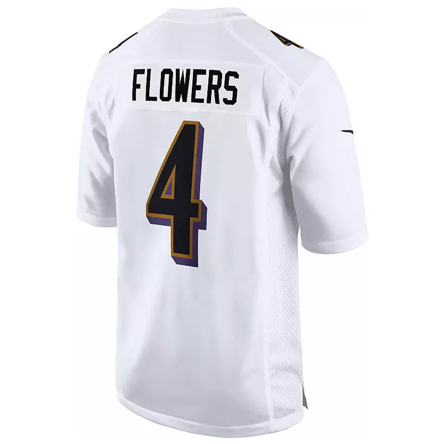 B.Ravens #4 Zay Flowers Player Fashion White Game Football Jerseys