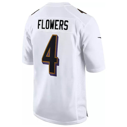 B.Ravens #4 Zay Flowers Player Fashion White Game Football Jerseys