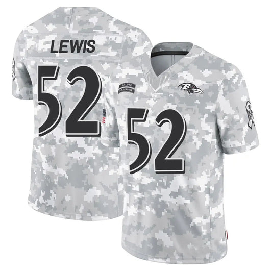 B.Ravens #52 Ray Lewis Player Arctic Camo Salute to Service Limited Football Jerseys